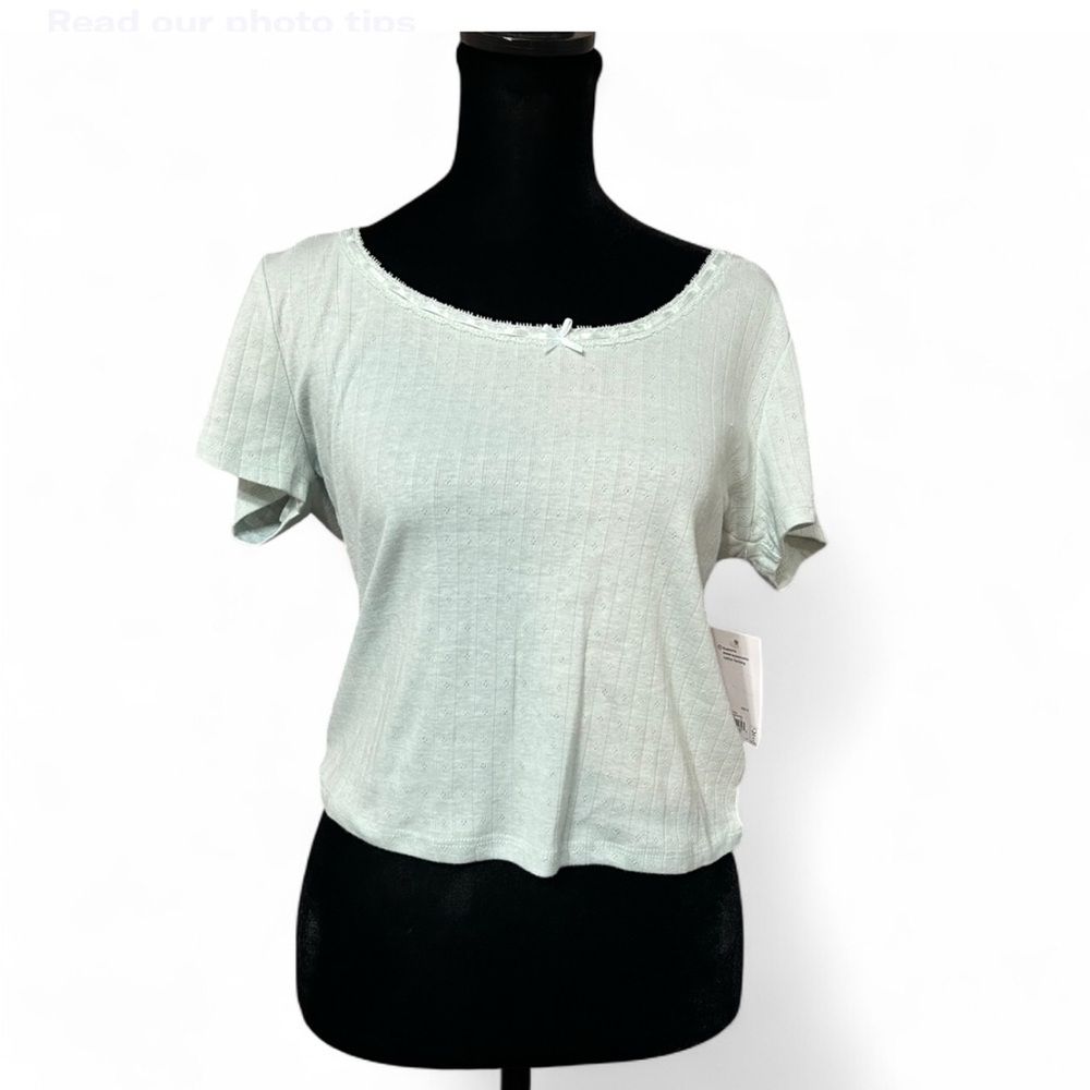 SO Kohl's Mint Color Short Sleeve Tee with Bow, Cadual Style , M